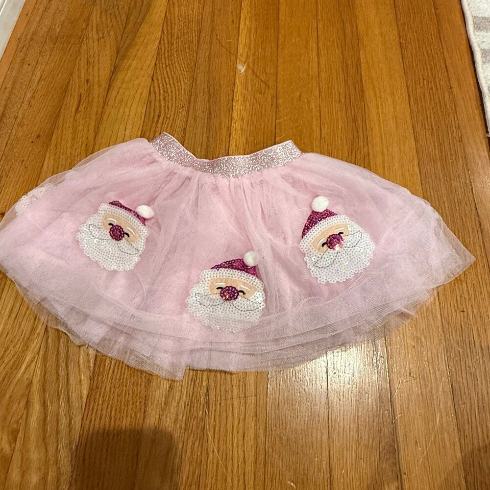 MUD PIE girls christmas tulle sequins santa tutu skirt NWT